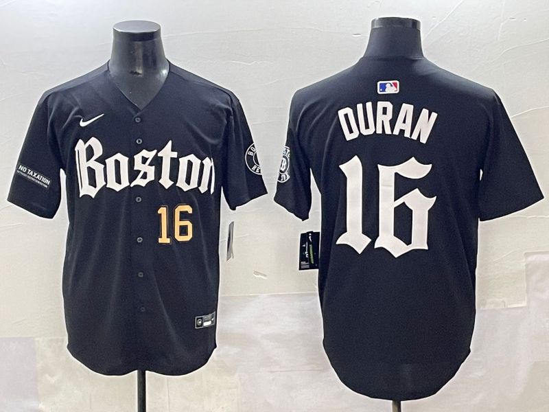 Men 2025 Boston Red Sox #16 Duran Black Five generations Joint Name Nike MLB Jersey style 8